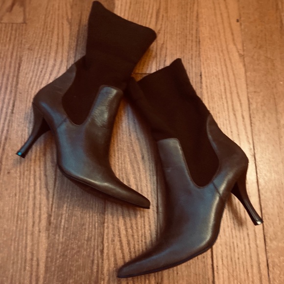 🤎 Brown Leather Fabric Pointed Boot by Nine West - Picture 6 of 10